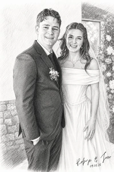 Pencil Sketch Artist AI Filter Photos printed for Events in Durban and KZN Midlands - Perfect for Weddings and Corproate Events